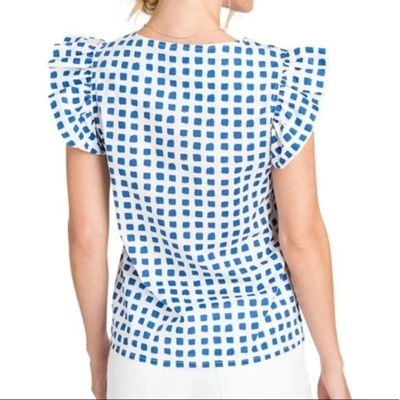 Vineyard Vines Painterly Grid Ruffle Sleeveless Top Size XS - Picture 6 of 8